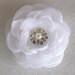 White wedding hair flower with rhinestone -wedding hair accessories -  white bridal hair clip