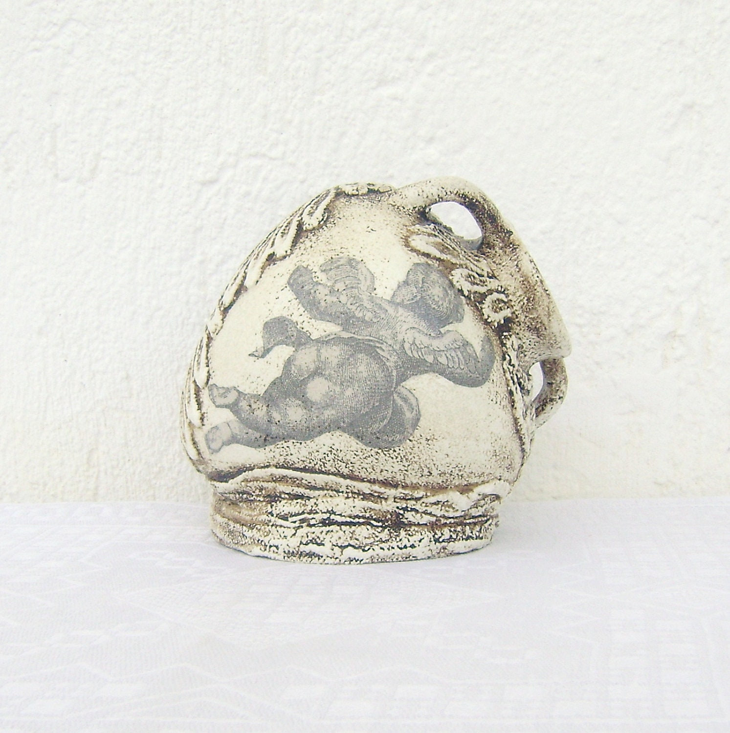 Angel Country Vintage Style Ceramic Candle  Holder Cottage Country Farmhouse Home Decor