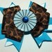 bright blue and leopard print hair bow- hair bow with button, animal print barrette