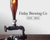 Industrial Brewery Lamp - Bottle Lighting - Steampunk Fixture - Faucet Switch - Table Lamp Furniture
