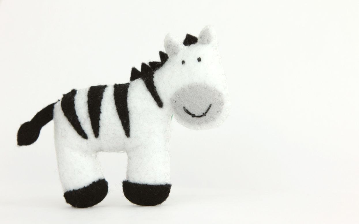 Felt Plushie Hand sewing Pattern PDF. Complete instructions to make Stripes the Zebra. Instant download.