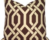 Brown and Cream Trellis Pillow Cover - Decorative Pillow - Throw Pillow - Accent Pillow - Custom Pillow - 18x18 20x20 22x22 or Lumba
