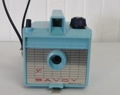 1960s AQUA Turquoise Imperial Savoy Box Camera, Collectible - Vintage Travel Trailer and Home Decor