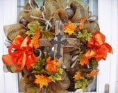 Fall thanksgiving Deco Mesh Wreath