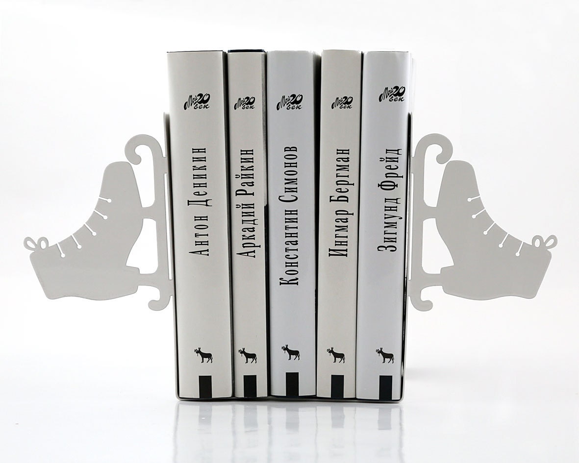 Bookends - Ice skates (white)- for your favourite cookbooks, laser cut from metal strong enough to hold books