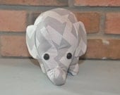elephant stuffed animal - gray and light gray 2 tone chevron