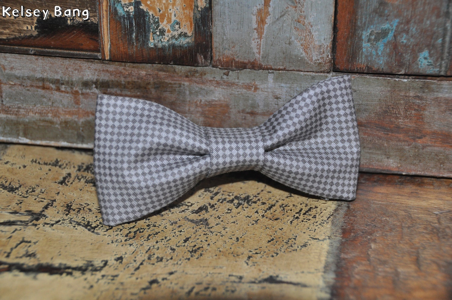 adult easy clip on bow tie - black and gray mini checkers