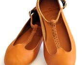 GRACE. Leather ballet flats. Womens flat shoes. US 5-14 sizes.