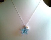 Starfish with White Pearl Necklace - Swrovski Pendant, Best Friends Gift, Modern, Simple, Everyday Jewelry