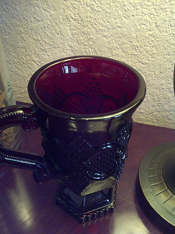 Mug in the Cape Cod-Ruby pattern by Avon Crystal