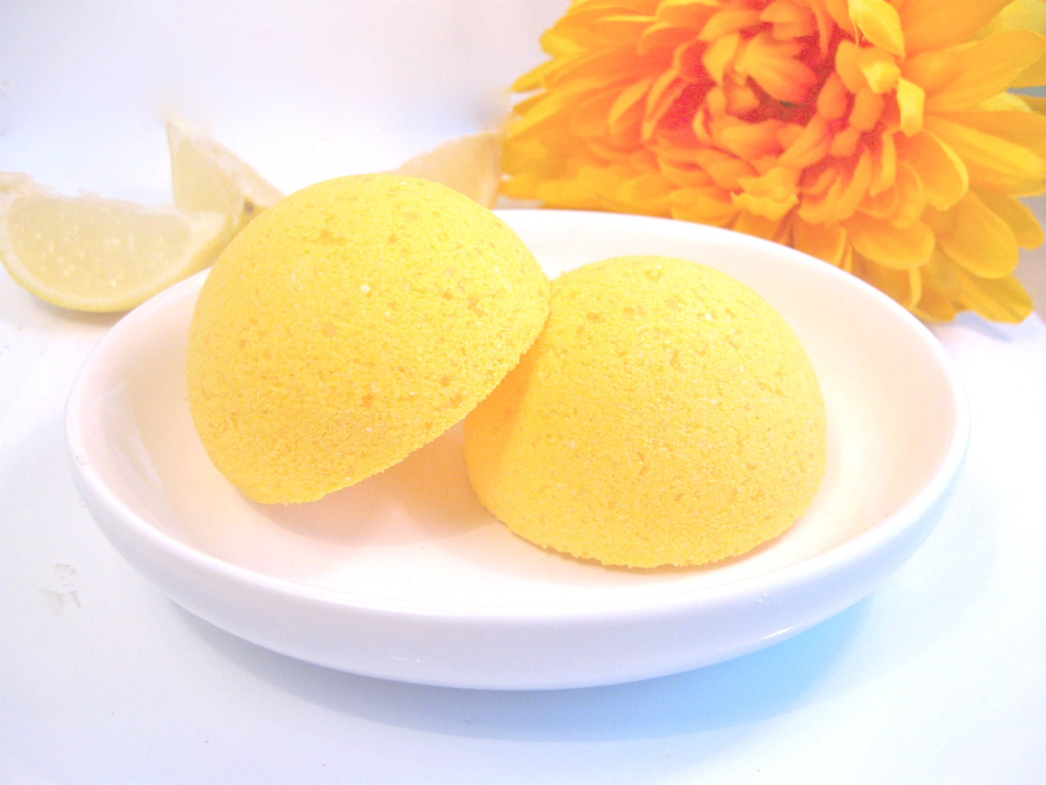 4 Half Bath Bombs - Lemon Zest - Moisturizing Vegan Bath Bombs