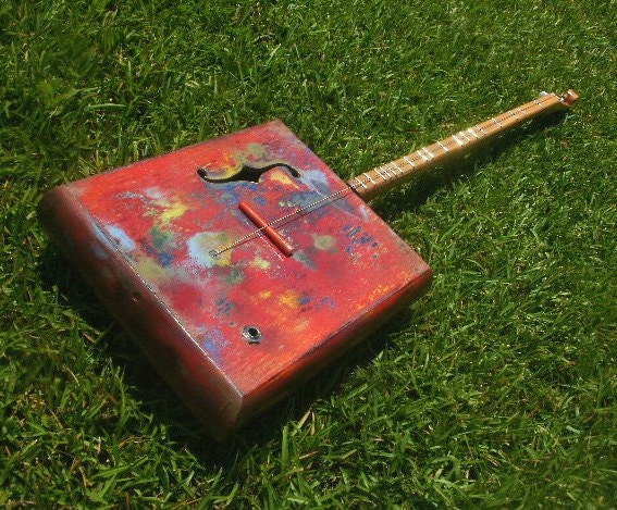 Cigar Box GUITAR, handmade Diddley-Bow dulcimer fretting
