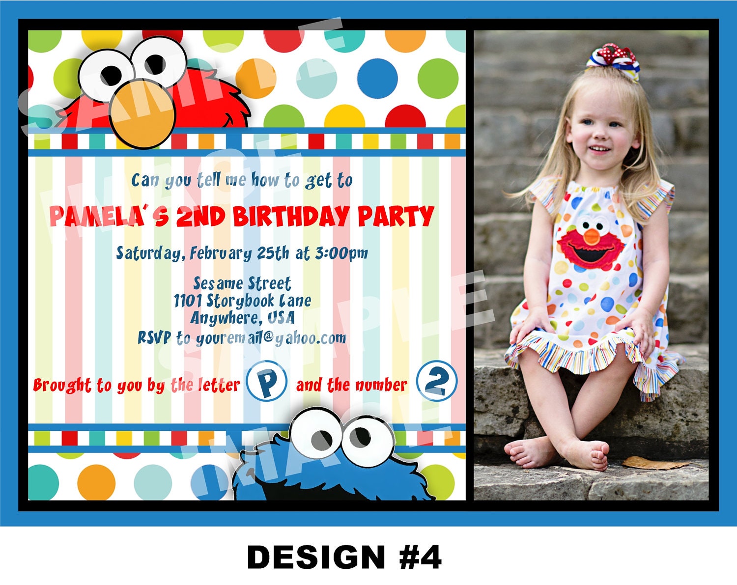 Sesame Street Invitation - Elmo Invitation - Cookie Monster Invitation - Party Printable Invitation - Photo Option -- 6 Design Options