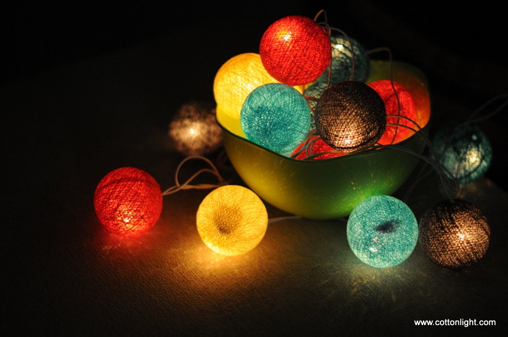 20 x colorful vintage harbour cotton ball string light shade strand wedding party patio garland outdoor indoor