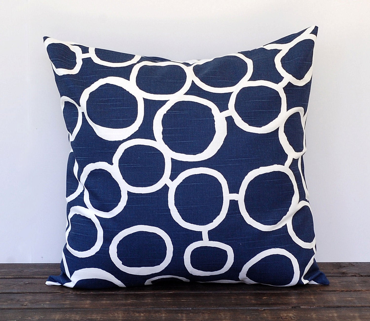 Navy pillow cover 20 x 20 inches one cushion cover decorative pillow new navy blue and white nautical beach decor Freehand