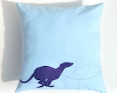 Blue Whippet Cushion, Running Dog Pillow - freespiritdesigns2