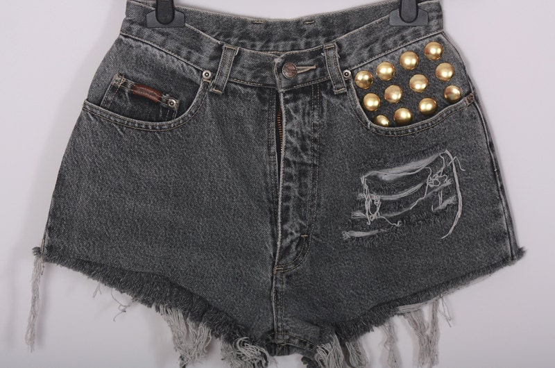 Unique Jeans Destroyed High Waisted Denim Shorts