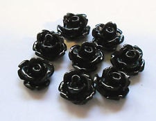 10mm black resin flower cabochon push pin thumb tack