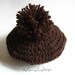 Organic Baby Hat, Crochet Beret with Pom Pom, Dark Chocolate Wool and Llama blend, Preemie or Newborn, Cute Photo Prop