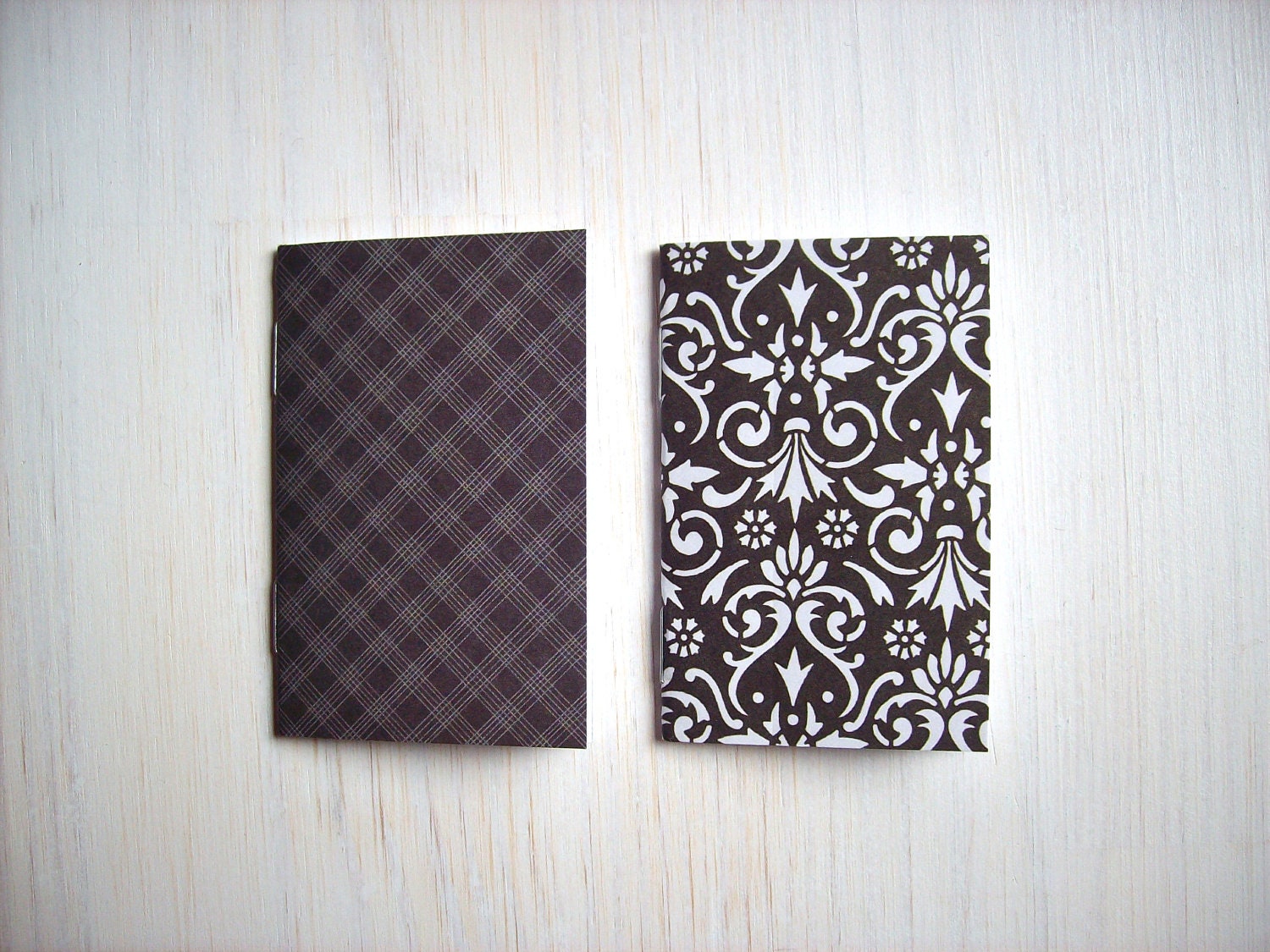 2 Tiny Journals Set, Black and White Journals, Jotters, Mini Journals, Small Notebooks, Geometric - Set of 2
