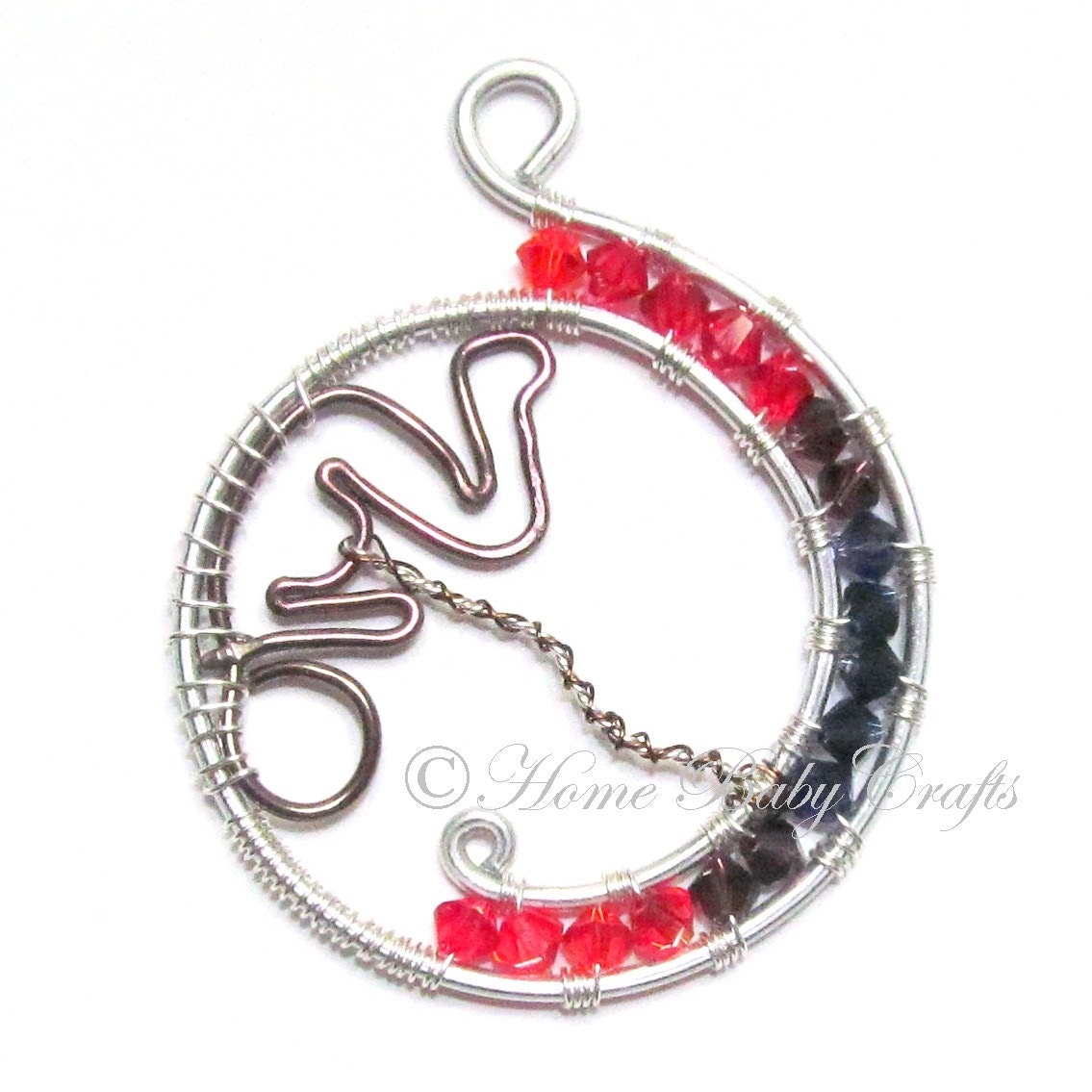 In the Womb, Wire Abstract Pendant- Pregnancy, Birth, Midwife, Doula, Mother, Baby, Fetus