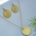 Gold disc necklace- Reese coin necklace - Simple Wedding necklace- Brushed gold coin necklace /circle drop gold Necklace- Sun drop