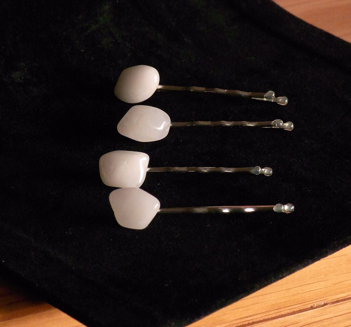Snow Quartz Semi Precious Stone Hair Grips, Bobby Pins, Hair Accessories, Gifts under 10 pounds