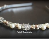 Pearl Bridal Tiara Headband Wedding Jewelry Bridal Head Piece Rhinestones Pearl Wedding Headband Swarovski Pearl Headband