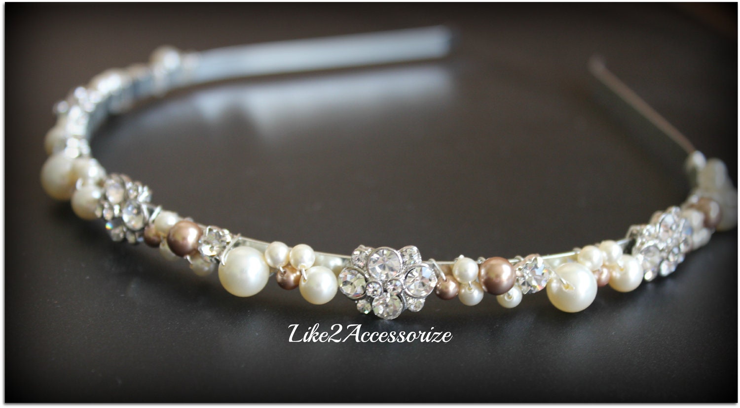 Pearl Bridal Tiara Headband Wedding Jewelry Bridal Head Piece Rhinestones Pearl Wedding Headband Swarovski Pearl Headband