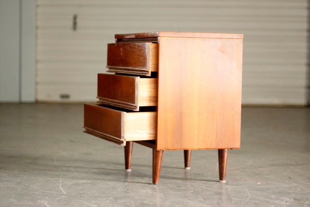 Custom Furniture Small Three Drawer Dixie Nightstand with Tapered Legs