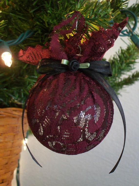 Gothic Burgundy and Black Lace Ornament