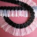 Pleated Organza Lace with Ribbon, Black / White, 7/8" Ribbon with 1 1/2" Organza, 1 yard For Romantic & Victorian Crafts