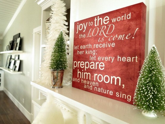 Joy to the World, 12 x12, Red, Canvas