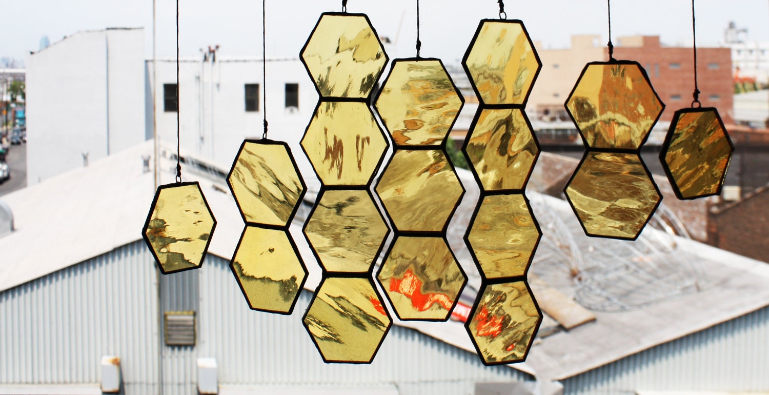 Stained Glass Honeycomb Drops (set of 10)