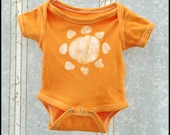 Batik Baby Onesie - 3 Months - Sun Design - Orange - Hand Dyed