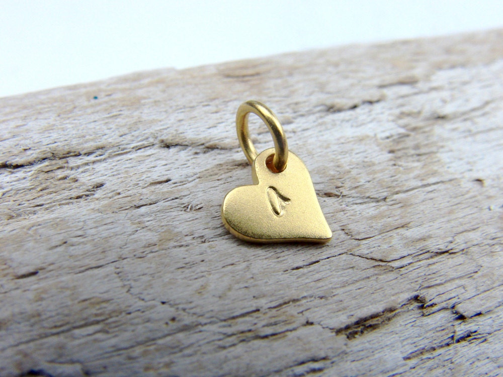 24k Vermeil Small Heart Stamping Charm-Initial Jewelry-Personalized Jewelry