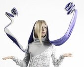 hooded scarf "liane", purple - grey