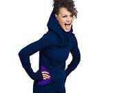 hooded dress "veilchen", dark blue - purple