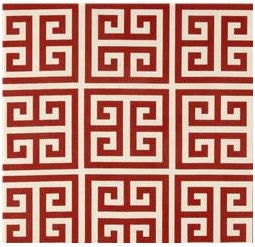 Valentines Table Runner- 13x72 Red Towers Greek Key Style Modern-- FREE US Shipping