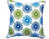 Blue Pillow. Green Pillow.Blue/Green Pillow Cover- Spa Fireworks -16 x16" or 17 x 17" or 18 x 18" Throw Pillow Covers-