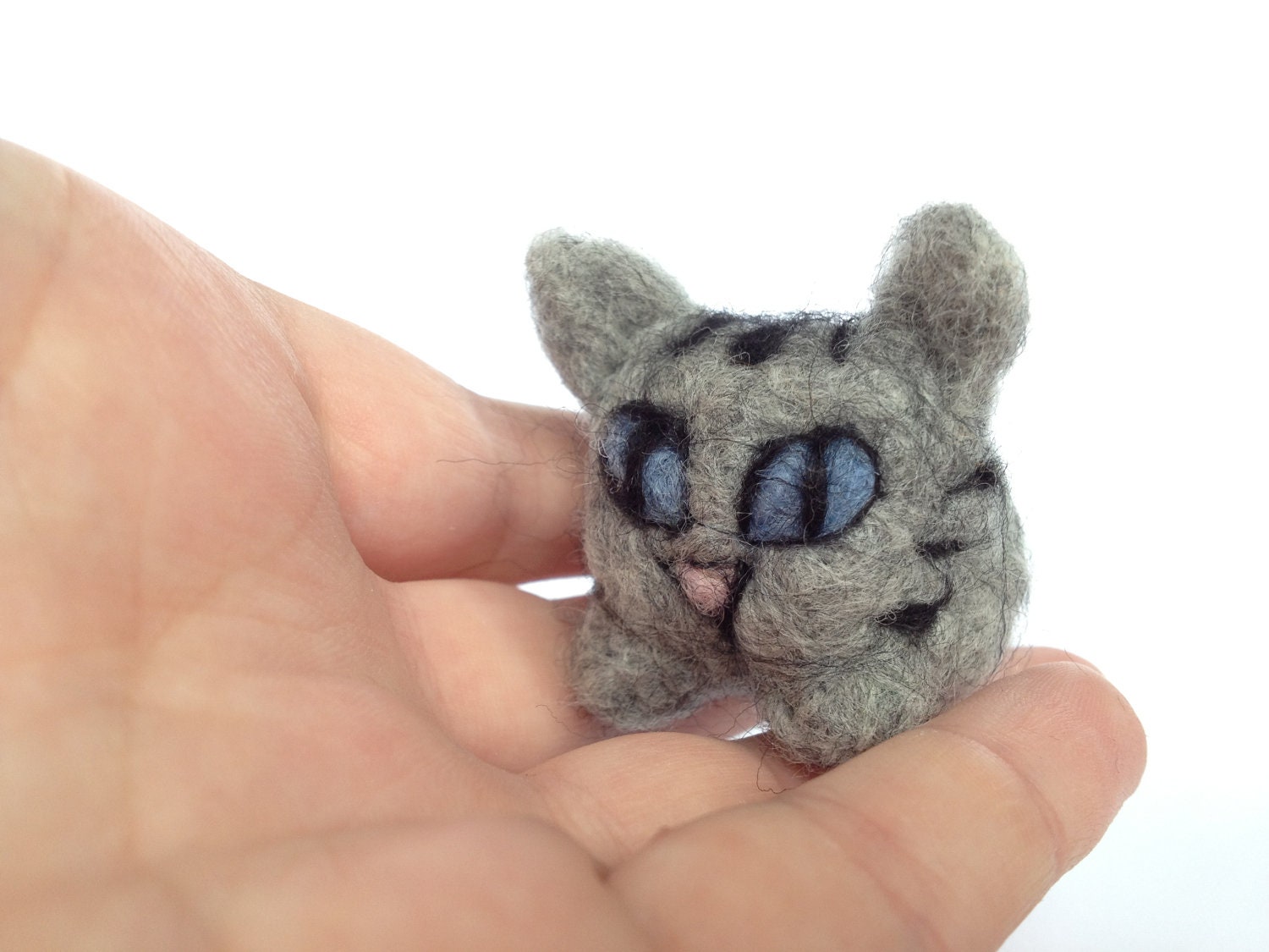 Needle Felted Cat, Cute Felt Tabby Cat Amigurumi Soft Sculpture ('Pippin')