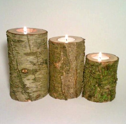 Log Tealight Candle Holder, Rustic Decor, Rustic Wedding Centerpiece, Patio Decor