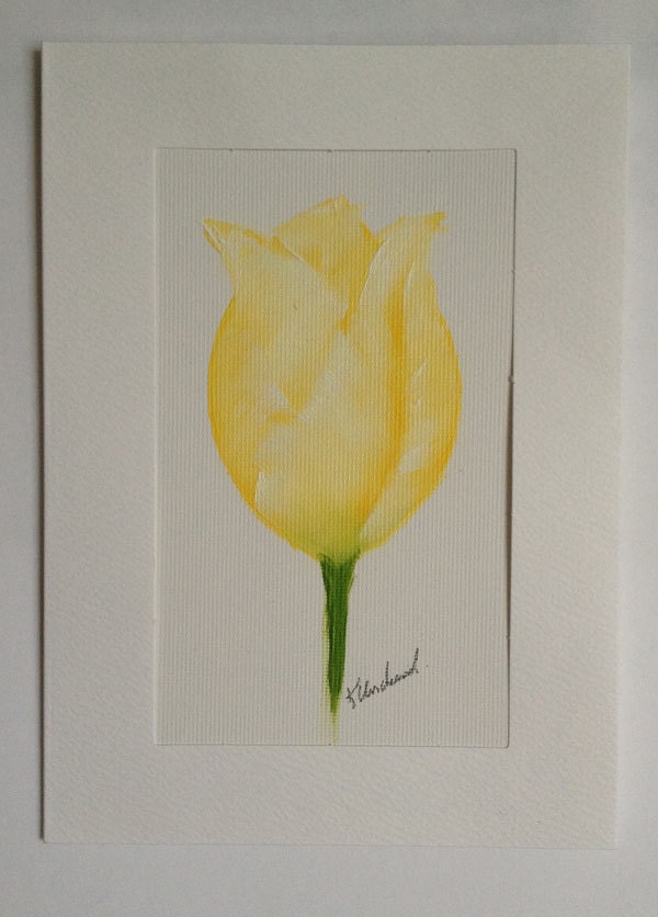 Yellow Tulip Oil Painting on Canvas Greeting Card