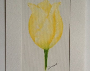 Yellow Tulip Oil Painting on Canvas Greeting Card