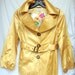 Vintage Yellow Satin Trench Coat Raincoat Jacket by Hilary Radley Designer VTG
