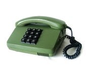 Siemens Green and black Vintage Telephone - Retro Phone Made in Germany - dark green and black keys