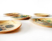 Asian Bamboo Vintage Small Tray Set of five - bamboo plate set - beige asian natural set