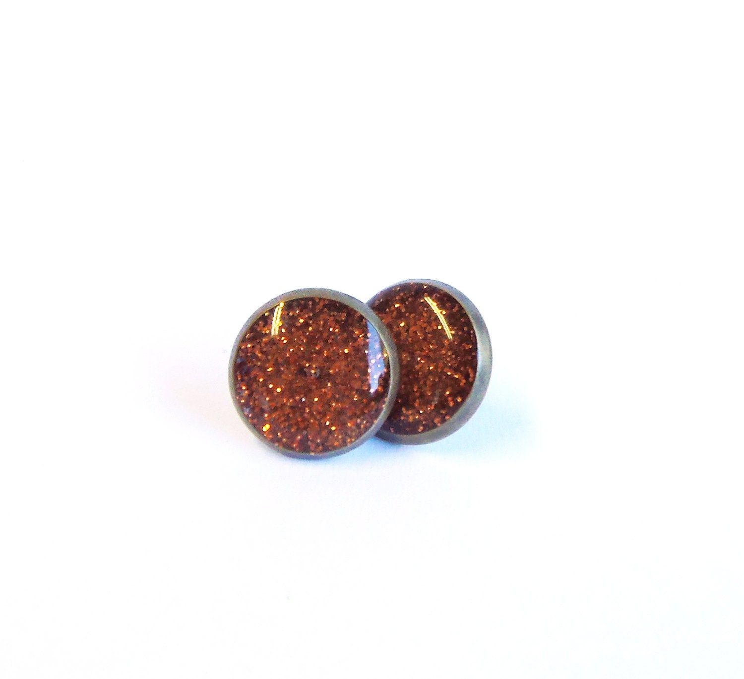 Tiny Stud Earrings on Tiny Stud Earrings Glitter Rust Color Earring Studs