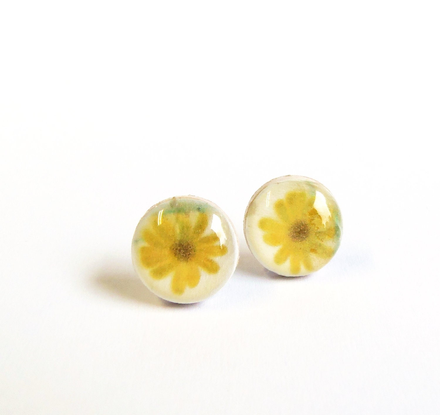 Tiny Stud Earrings on Tiny Stud Earrings Yellow Floral Earring Studs By Agatechristina