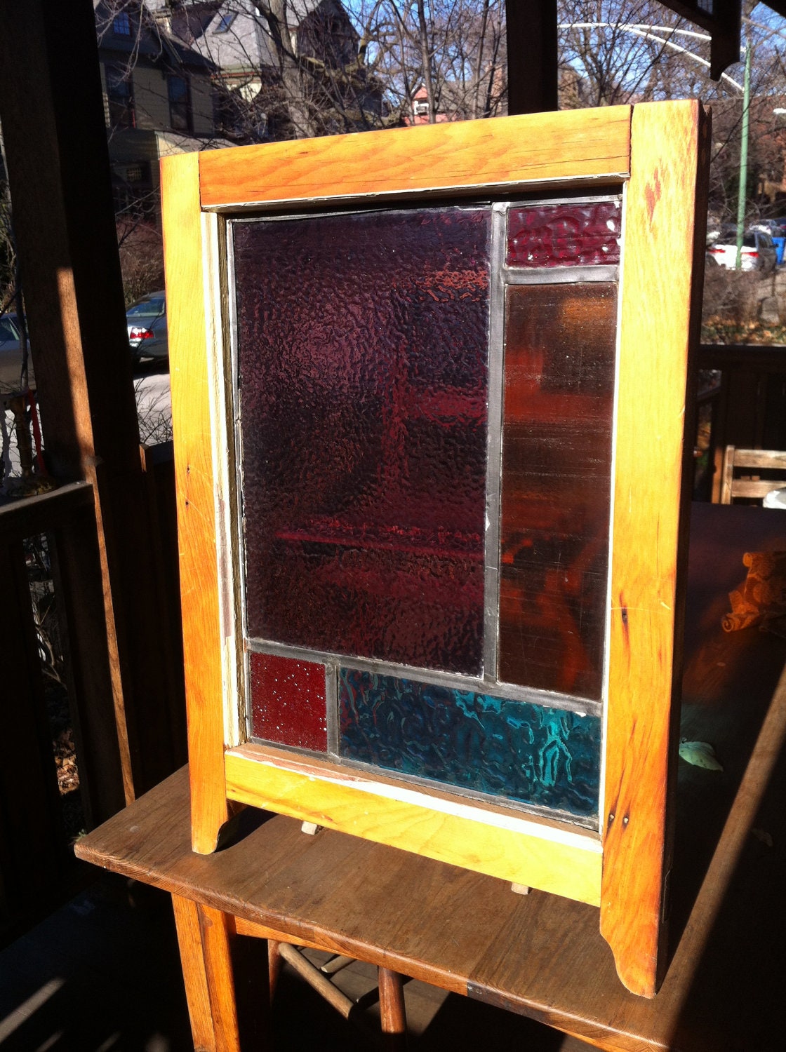 Framed Vintage Leaded Glass: Five Colors
